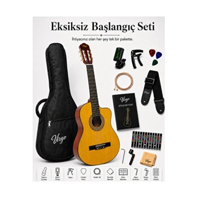 Virgo Desdemona CW-39OR 4/4 Sap Ayarlı Klasik Gitar Full Set - Turuncu