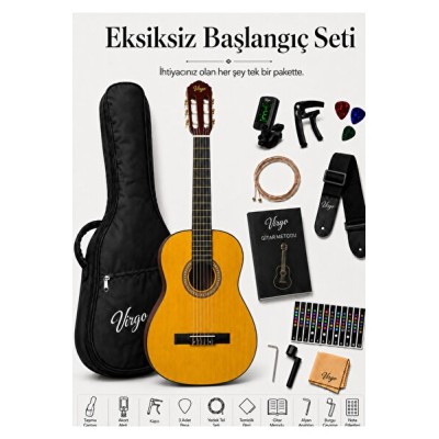 Virgo Desdemona CL-39OR 4/4 Sap Ayarlı Klasik Gitar - Sarı