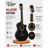 Virgo Desdemona CW-39BK 4/4 Sap Ayarlı Klasik Gitar Full Set - Siyah