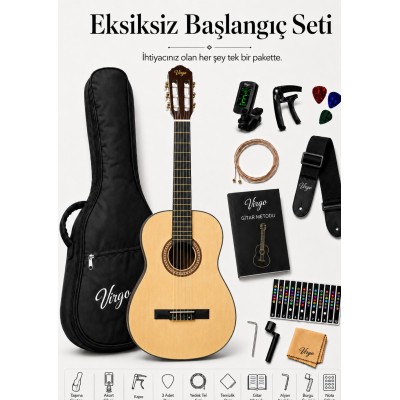 Virgo Desdemona CL-39NT 4/4 Sap Ayarlı Klasik Gitar Full Set - Sarı