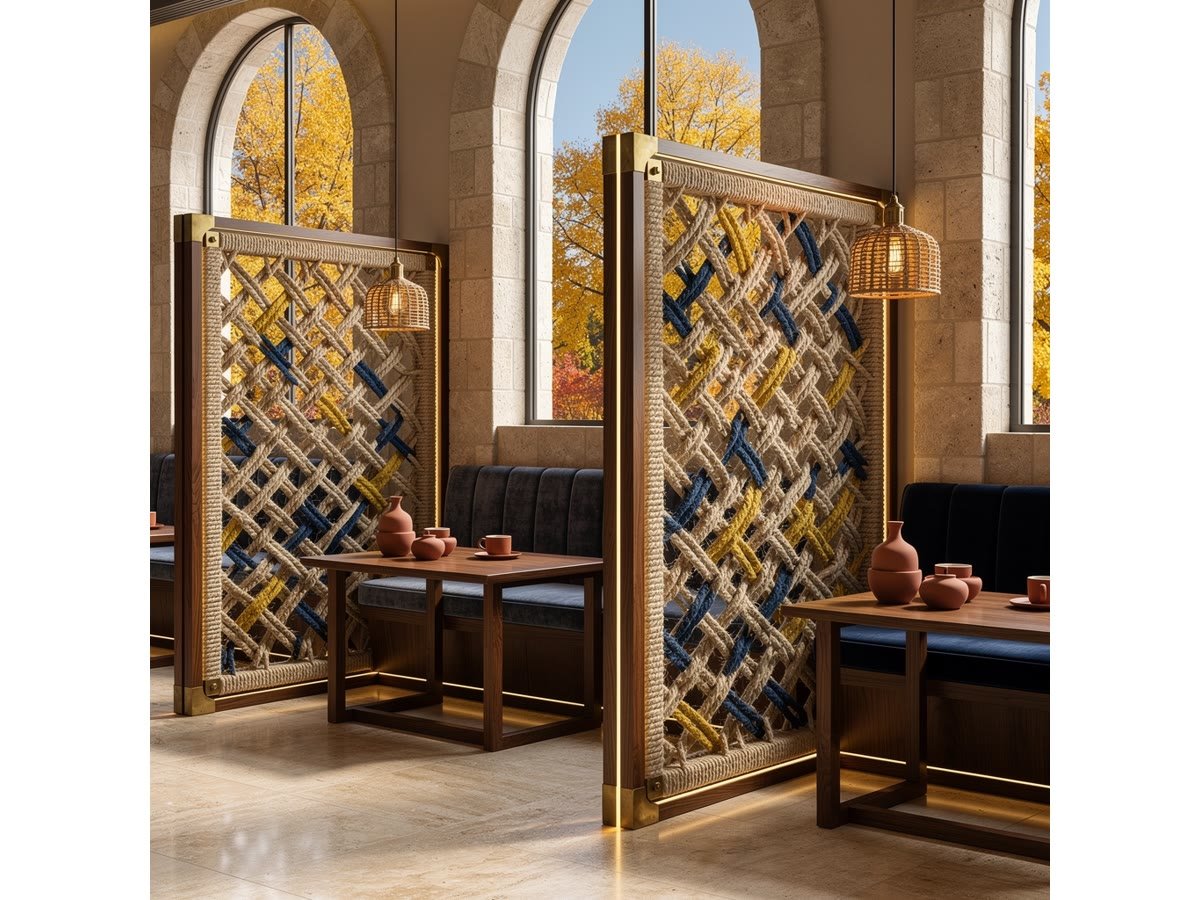 Geleneksel Geometriye Modern Dokunuş: Bölücü Panellerde Jüt Halat Detayları
