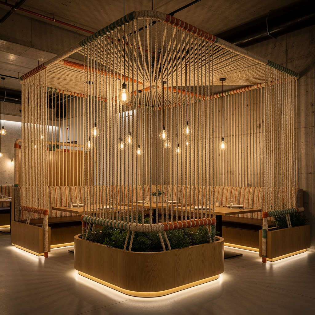 Modern Restoran Tasarımında Jüt Halat Kullanımı