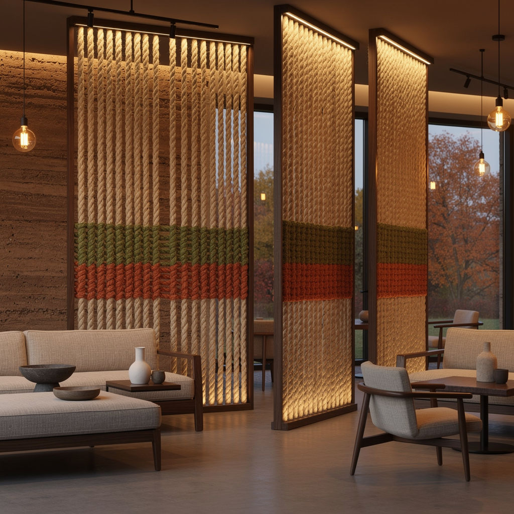 Jüt Halat Bölücü Panel ve Otel Lounge Tasarımı